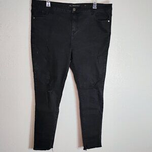 Chic Denim Asha High Rise Ankle Grazer Black Distressed Jeans Plus Size 20